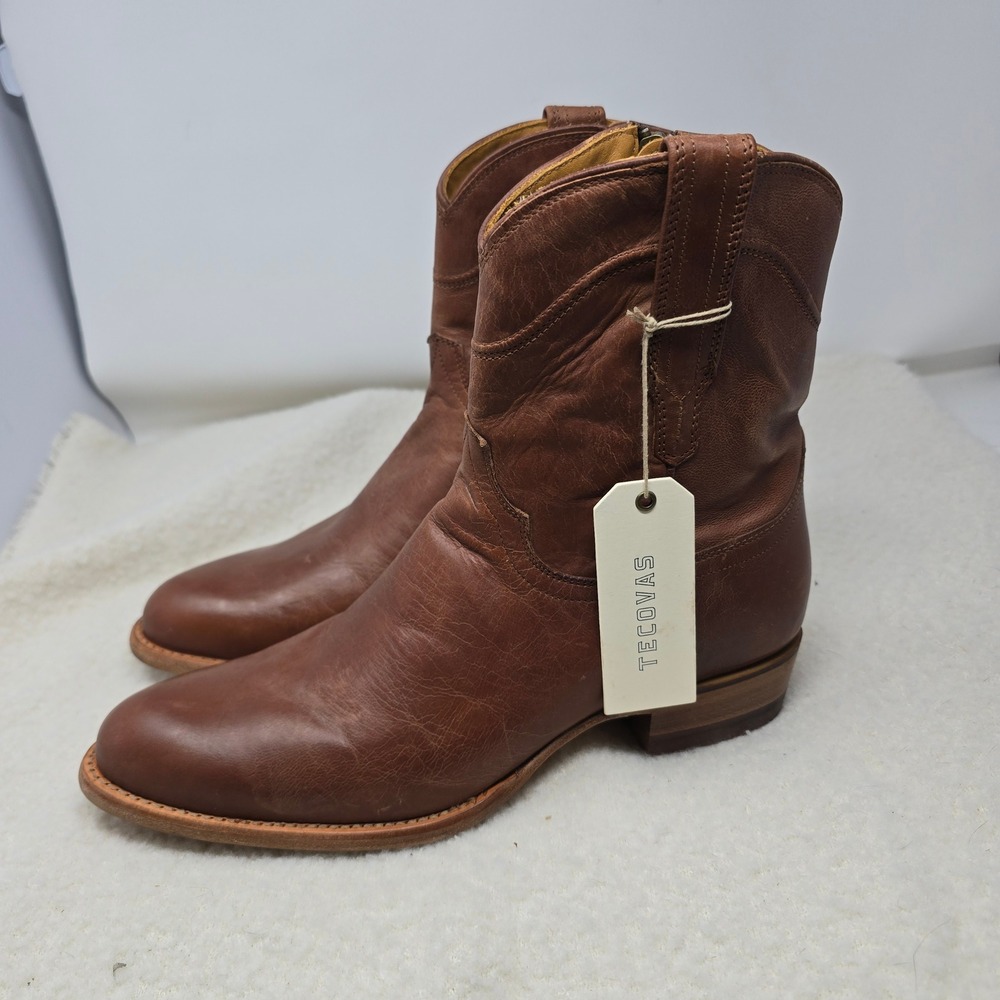 NEW Tecovas The Earl Boots Men 10.5 D Scotch Goat Brown Zip Roper